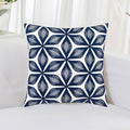 HWY 50 Navy Blue Decorative Throw Pillow Covers 18x18 Inch (1 Piece), Embroidered Cotton Farmhouse Cushion Cover Pillow Case for Sofa Couch Living Room Bed, Fashion Geometric-Ruum Studio Home