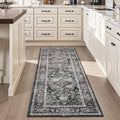 AMOAMI-2X6 Runner Rug-Washable Runners for Hallways-Soft Non Slip Bedside Rugs for Bedroom-Vintage Long Rug for Hallways Entryway Laundry Room Stair Kitchen Bathroom Dark Grey & Black-Ruum Studio Home