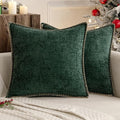 MIULEE Pack of 2 Christmas Pillow Covers 24x24 Inch Dark Green Farmhouse Decorative Throw Pillow Covers with Stitched Edge Soft Chenille Solid Dyed Couch Pillow Covers for Sofa Bed Living Room-Ruum Studio Home