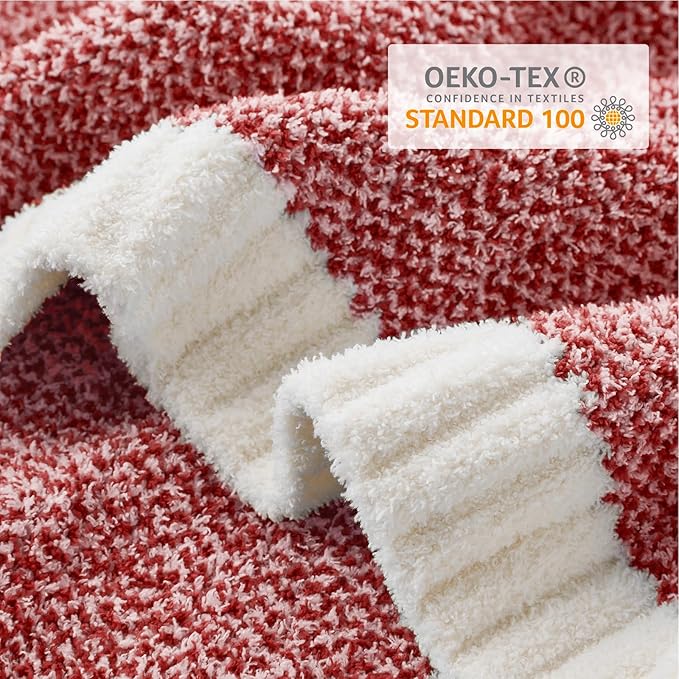 Snuggle Sac Christmas Red Blanket Twin Size, Ultra Soft Warm Fuzzy Knit Blanket Throws Dupes for Couch,Sofa, Bed, Heather Red, 60x80 inches-Ruum Studio Home