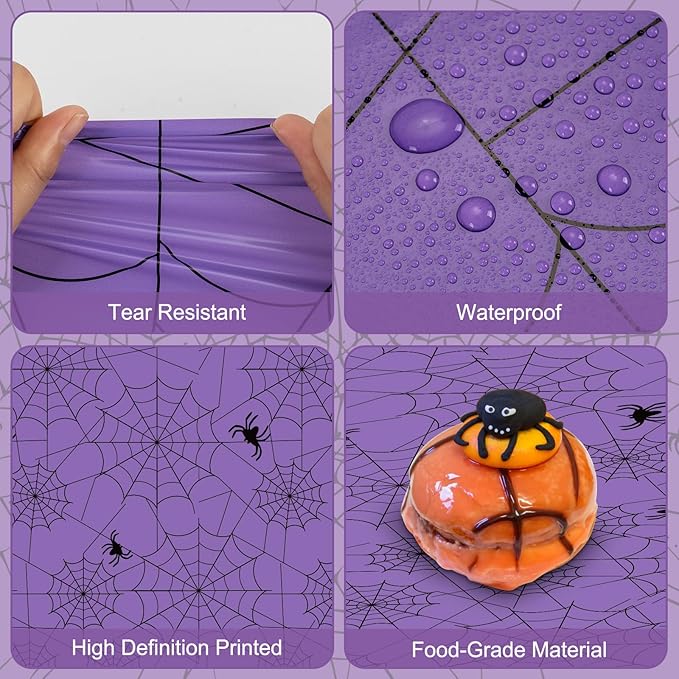 2 Pcs Halloween Tablecloth - Plastic Halloweens Spider Webs Table Cloth, Purple Disposable Rectangle Spiderweb Table Cover for Halloween Party Decorations Supplies Favors Tables Decor, 108 x 54 Inch-Ruum Studio Home