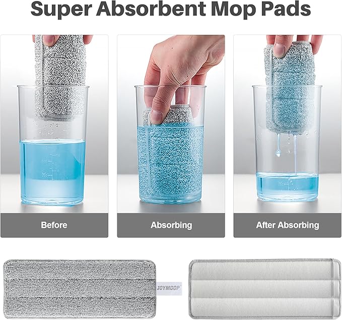 JOYMOOP Flat Mop Pads, Microfiber Mop Cleaning Pads, Washable Pads, Pads Replacement for Flat Mop or Mop Bucket Set, Pack of 4 Refills 13inch - Grey-Ruum Studio Home
