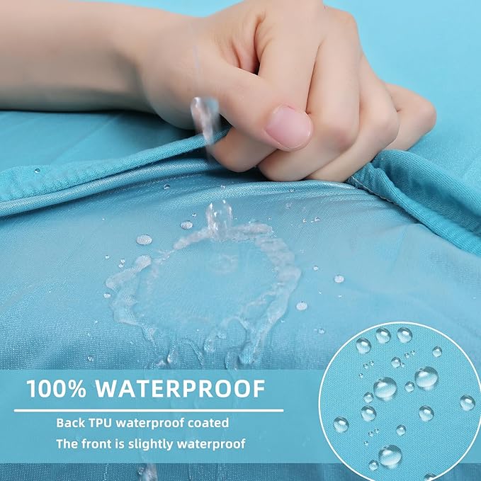 hyha Waterproof Couch Cushion Covers, Stretch Sofa Couch Seat Slipcover for Dog Washable, Non-Slip Waterproof Outdoor Cushion Covers for Patio Furniture Replacement (1 Piece for Large, Peacock Blue)-Ruum Studio Home