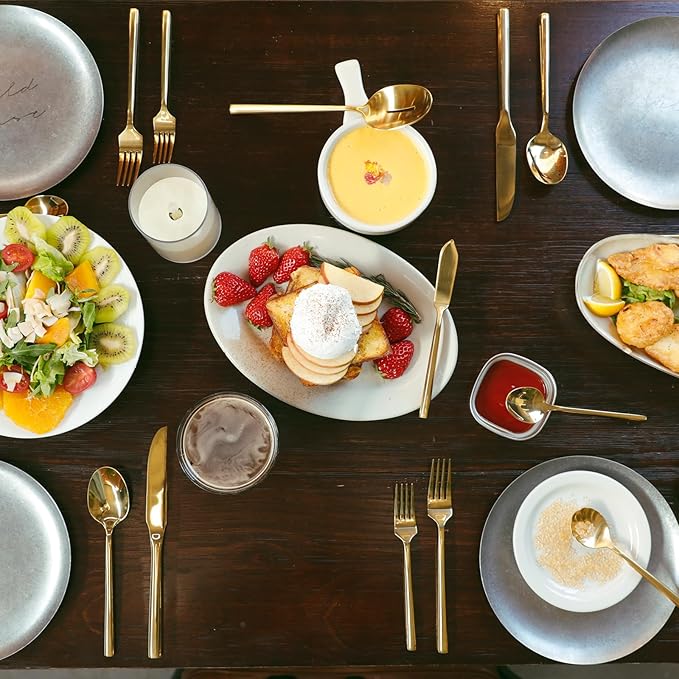 Silverware 65-Piece Gold Flatware Set with Serving Utensils Stainless Steel Thick Heavy Mirror Polished Cutlery Set for Wedding Hotel Restaurant, Service for 12-Ruum Studio Home