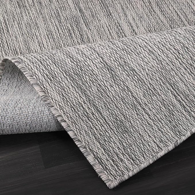 Washable Indoor Outdoor Rug 5x7 Weather Resistant Area Rugs Modern Solid for Porch Deck Balcony Backyard Patio Outside Carpet (5 X 7 Silver Grey)-Ruum Studio Home