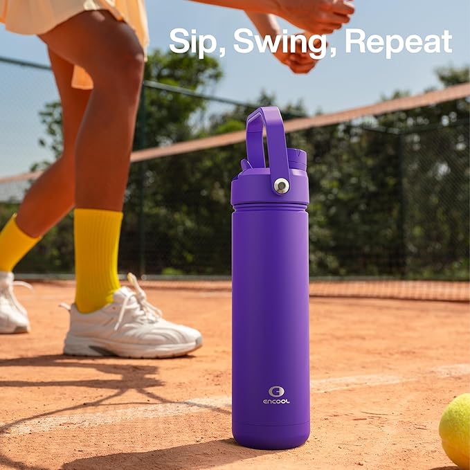 Insulated Water Bottle with Straw Stainless Steel Water Bottle, Leak-Proof, BPA-Free, Double Wall Vacuum Keeps Cold for 24 Hours for Sports, Travel, School (18 oz, Violet)-Ruum Studio Home