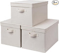StorageWorks Storage Bins with Lids, Decorative Storage Boxes with Lid and Handles, Foldable Storage Baskets for Closet, Shelves, Stackable, Khaki Stripe, Jumbo, 3-Pack-Ruum Studio Home