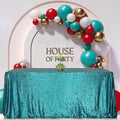 SquarePie Sequin Tablecloth 50 x 72 Inch Teal Sparkly Table Linen for Wedding Party-Ruum Studio Home