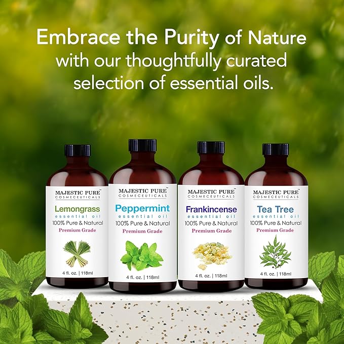 Majestic Pure Peppermint Essential Oil with Glass Dropper - Huge 4 Fl Oz - 100% Pure and Natural Peppermint Oil - Premium Grade Essential Oils for Diffuser, Aromatherapy, Soap and Candle Making-Ruum Studio Home
