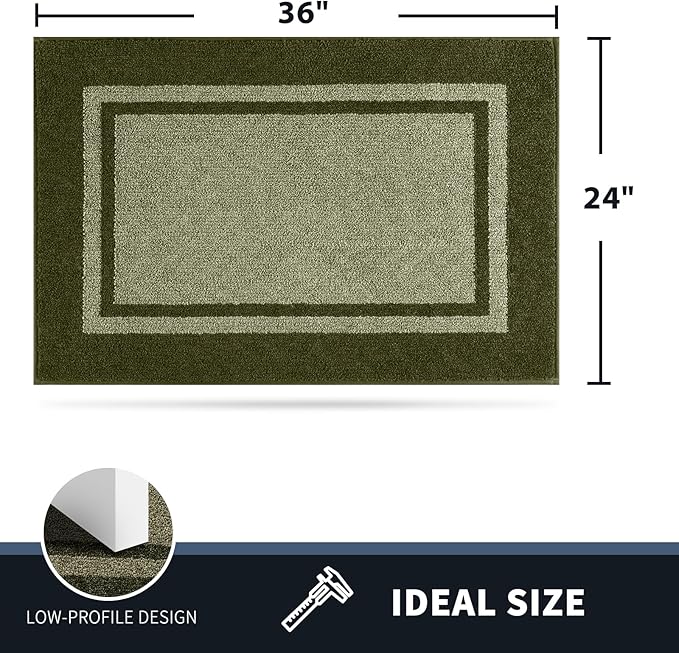 PURRUGS Dirt Trapping Door Mat 24" x 36", Non-Slip/Skid Machine Washable Entryway Rug, Shoes Scraper, Area Rug, Super Absorbent Welcome Mat for Muddy Wet Shoes and Paws, Budding Green & Sage Green-Ruum Studio Home