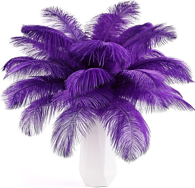 THARAHT Purple Ostrich Feathers 12pcs Natural Bulk 8-10Inch 20cm-25cm for Crafts Wedding Party Centerpieces Halloween and Home Decoration Feather-Ruum Studio Home