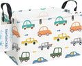 LANGYASHAN Rectangular Storage Bin Collapse Canvas Fabric Cartoon Storage Basket with Handles for Organizing Home Kitchen Boys and Girls Toys Office Closet Shelf Baskets(Rec Color Cars)-Ruum Studio Home