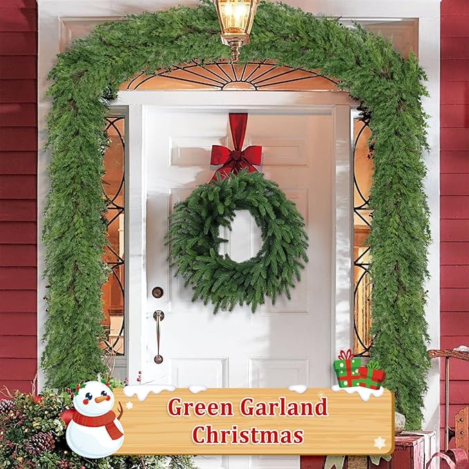 9 Ft Real Touch Christmas Garland Indoor with Pine Cone,Thick and Lush，Soft Bendable Mantle Garland Christmas, Lifelike Cedar Garland, Christmas Garland for Mantle,Indoor Christmas Decorations-Ruum Studio Home