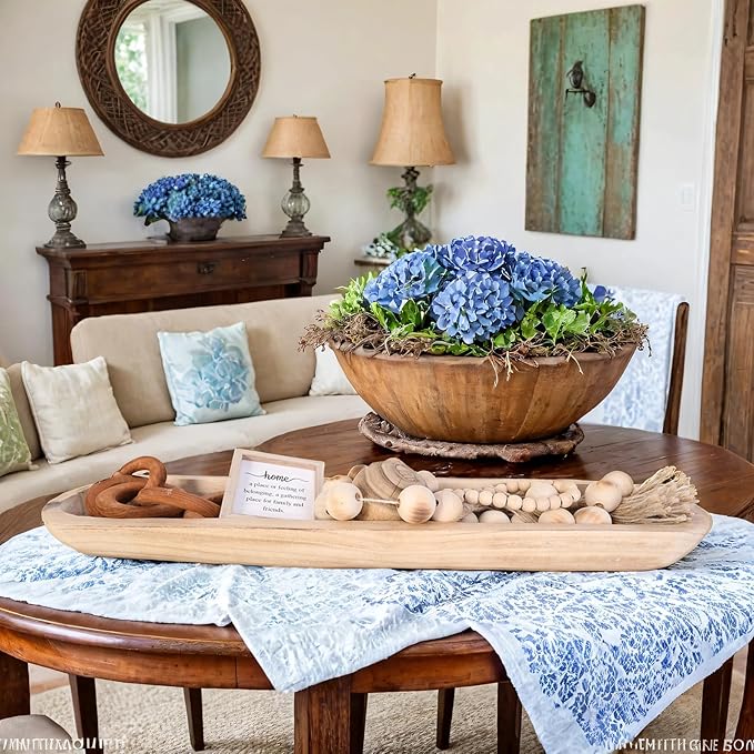 Athaliah Wooden Dough Bowl, 30 Inch Hand Carved Rustic Long Wood Dough Bowls for Decor, Vintage Decorative dough bowl for Table Centerpiece (30 Inch-Brown)-Ruum Studio Home