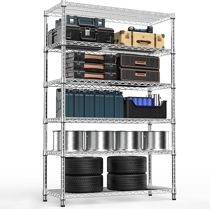 4080 lbs Steel Storage Shelving 6-Tier Utility Shelving Unit Steel Organizer Wire Rack for Home,Kitchen,Office,Garage, 17.7" D x 47.2" W x 72.3" H-Ruum Studio Home