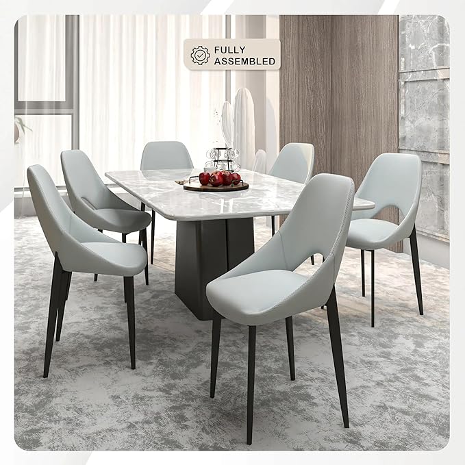 LeisureMod Amalfi Upholstered Fabric Dining Chair – Modern Side Chair with Iron Legs, Mid-Century Accent Chair for Dining Room or Kitchen-Ruum Studio Home