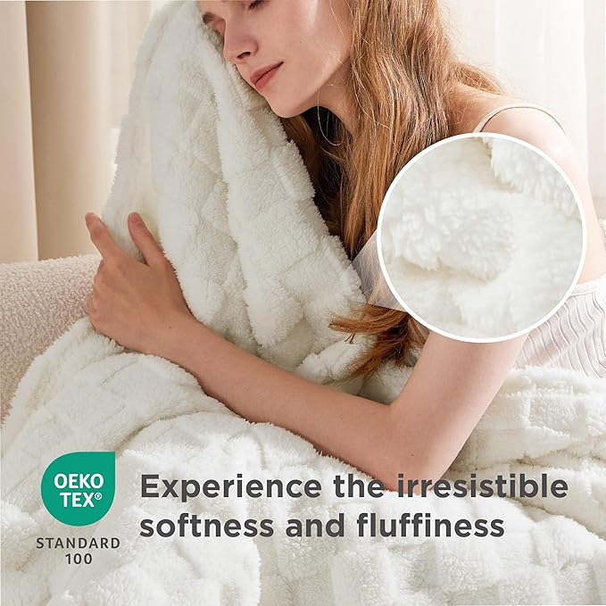 Bedsure GentleSoft Twin Blanket for Bed White - Super Soft Cozy Blankets for Women Men Girls, Cute Fuzzy Fleece Throws for Bedroom Couch, 60x80 Inches-Ruum Studio Home