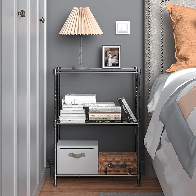 450 lbs Steel Storage Shelving 3-Tier Utility Shelving Unit Steel Organizer Wire Rack for Home,Kitchen,Office (11.8" D x 17.7" W x 26.3" H)-Ruum Studio Home