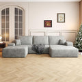 108" Sectional Couches for Living Room Modern Modular Sofa with L-Shape Couchs Upholstered Boneless Couch Deep Seat Sectional Couch with Chaise (Grey, Right Facing Chaise+2Seaters+1Ottoman)-Ruum Studio Home