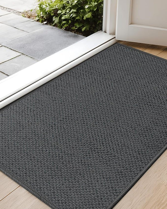 Color&Geometry Front Door Mat Indoor 17"x29", Rugs for Entryway, Non Slip Washable Low-Profile Inside, Entry Mat Entry Rug Door Mat Indoor Entrance, Grey (Rolled-up NO Creases)-Ruum Studio Home