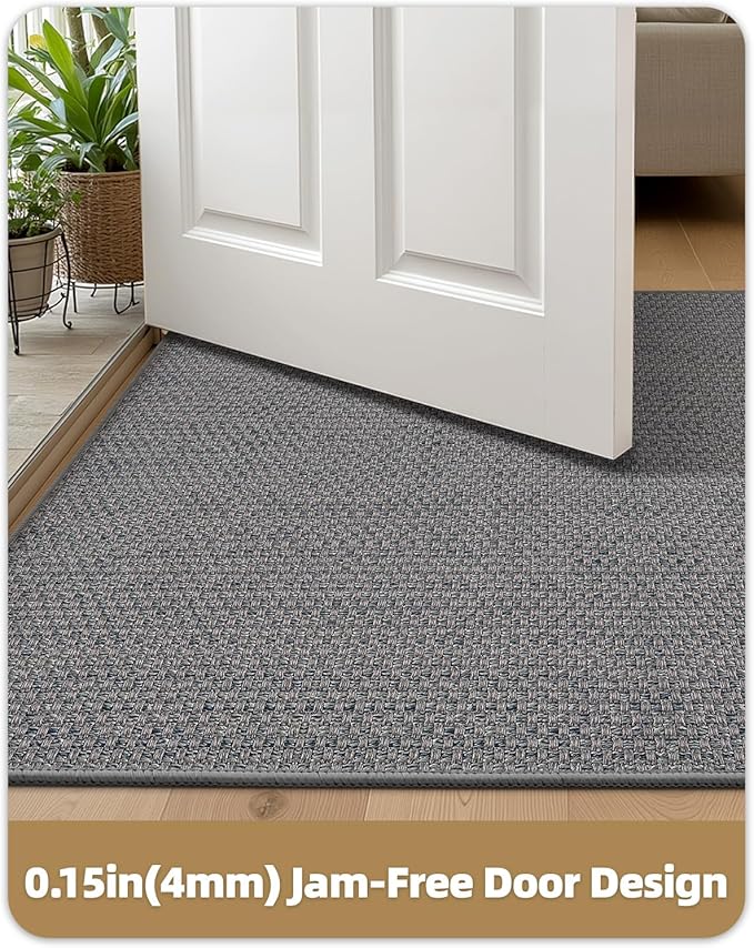 Color&Geometry Front Door Mat Indoor 27"x59", Rugs for Entryway, Non Slip Washable Low-Profile Inside, Entry Mat Entry Rug Door Mat Indoor Entrance, Light Grey (Rolled-up NO Creases)-Ruum Studio Home