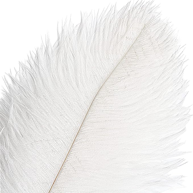 THARAHT 12pcs White Ostrich Feathers Natural Bulk 12-14Inch 30cm-35cm for Wedding Party Centerpieces Easter Gatsby and Home Decorate Ostrich Feathers-Ruum Studio Home