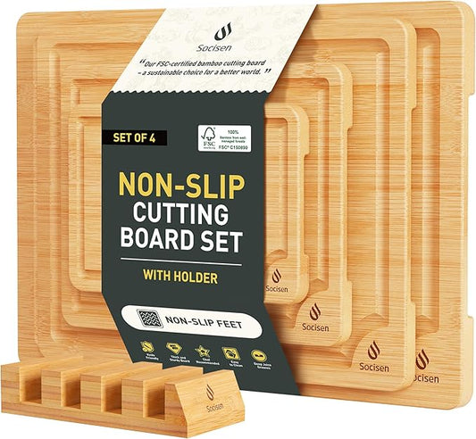 Bamboo Cutting Board Set Non Slip Feet with Holder Over Sink Adult Women Her Sister Aunt Wife Hustband Lady Bestie Soul Happy Christmas Xmas Birthday Gifts Cool Unique Aesthetic 30 40 60 70 Year Old-Ruum Studio Home