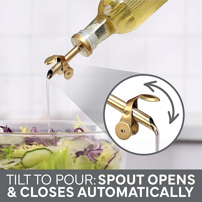 COOK WITH COLOR Glass Olive Oil Dispenser Bottle - 2 Pack, 17 oz Cruet - Elegant Carafe Decanter with Spout for Kitchen, Suitable for Vinegar, Coffee Syrups & Other Liquids-Ruum Studio Home