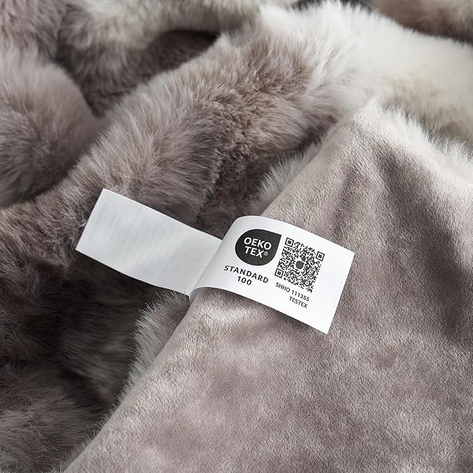 Cozy Bliss Faux Fur Throw Blanket for Couch, Fuzzy Soft Plush Thick Bubble Blanket for Sofa Bedroom Living Room, 90 * 90 Inches Tie Dye Taupe-Ruum Studio Home
