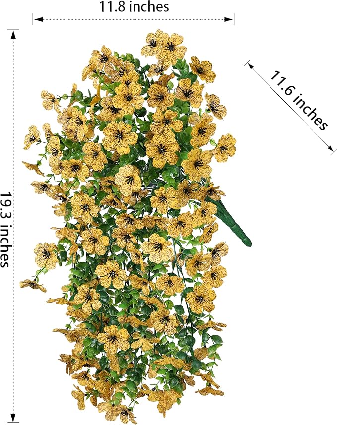 INSPRING Artificial Flowers Fall Faux Outdoor Outside Plants, 2 PCS Fake Silk UV Resistant Look Real Yellow Daisy Trailing Vines for Front Door Porch Planter Urn Patio Balcony Decoration-Ruum Studio Home