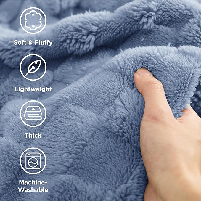 Bedsure GentleSoft Full Size Blankets for Bed Ashley Blue - Super Soft Cozy Fleece Blanket for Women Men Girls, Large Fuzzy Throws for Bedroom Decor, 84x90 Inches-Ruum Studio Home