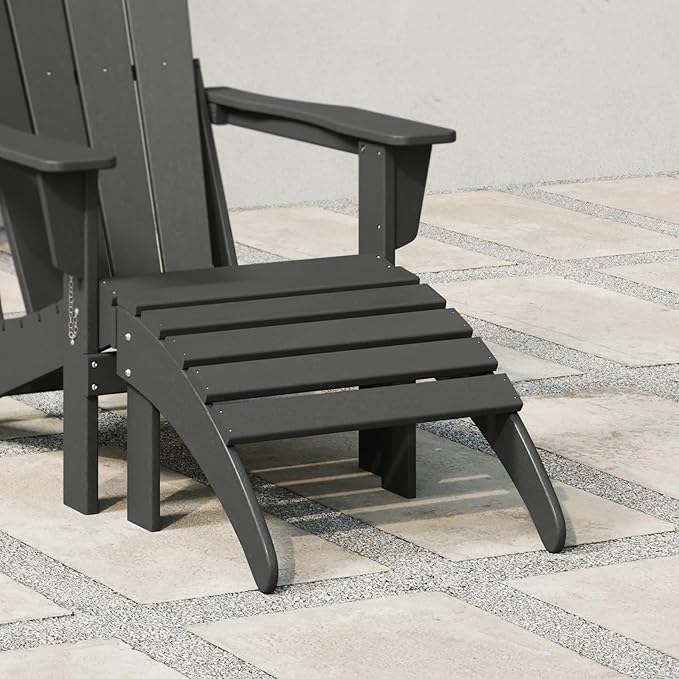 WestinTrends Outdoor Ottoman, Patio Adirondack Ottoman Foot Rest, All Weather Poly Lumber Folding Foot Stool for Adirondack Chair, Widely Used for Outside Porch Pool Lawn Backyard, Gray-Ruum Studio Home
