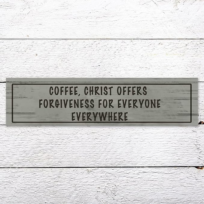 Generic Wood Sign Coffee Offers Forgiveness for Everyone Everywhere Rustic Wooden Hanging Sign Home Farmhouse Kitchen Wall Decor 16 x 6 Inch-Ruum Studio Home