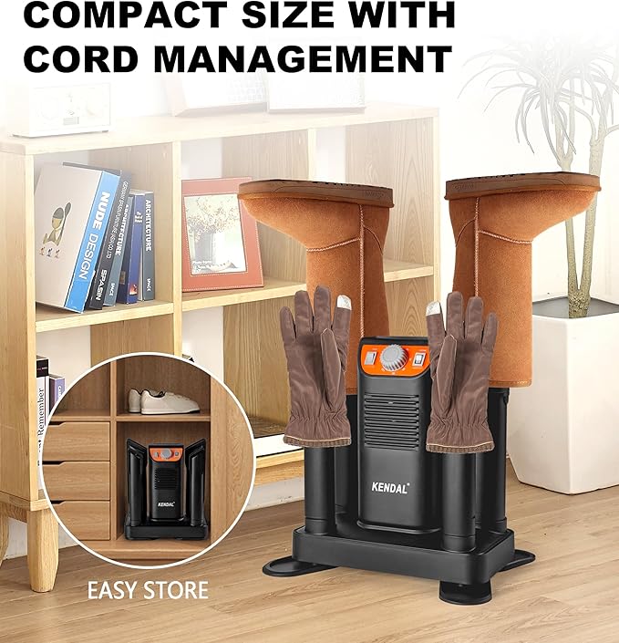 Boot Dryer for Work Boots, Shoe Dryer and Ozone Deodorizer, Portable Ski Boot Dryer with Adjustable Tubes & Timer, Ultra Silent, Quick Drying for Ski Boots, Sneakers, Gloves, Hats, Helmets-Ruum Studio Home