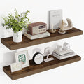 36 Inch Floating Shelves, 36"x9.25"x1.5" Inch Deep Floating Shelves for Wall, Wooden Shelves for Bathroom, Bedroom, Living Room, Brown-Ruum Studio Home