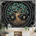 Lunerfex Tree of Life Tapastry Butterfly Moon Tapastry Flower Green Tree Tapestries Mandala Wall Hanging for Bedroom and Living Room Decor 44×60 Inches-Ruum Studio Home