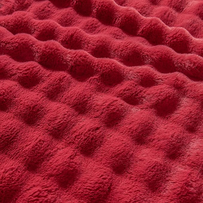 NEWCOSPLAY Faux Fur Throw Blanket Red Bubble Blanket Thick Warm Soft for Couch Sofa Bed 550GSM (Red, Throw(50"x60"))-Ruum Studio Home