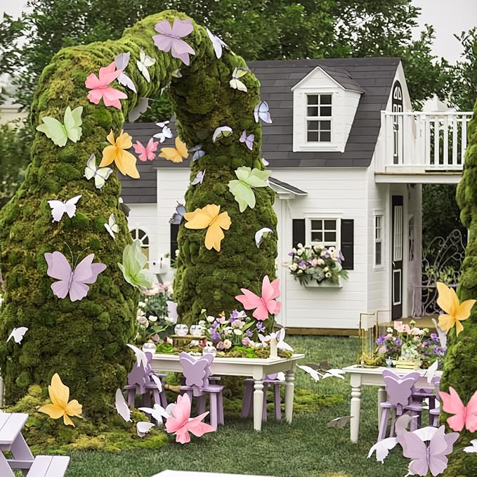 SUNBEAUTY Butterfly Party Decorations, 3D Paper Butterfly Decoration, Hanging Paper Butterfly for Baby Shower Decorations Girls, Women, Paper Flowers for Wall Decoration, Set of 4-Ruum Studio Home