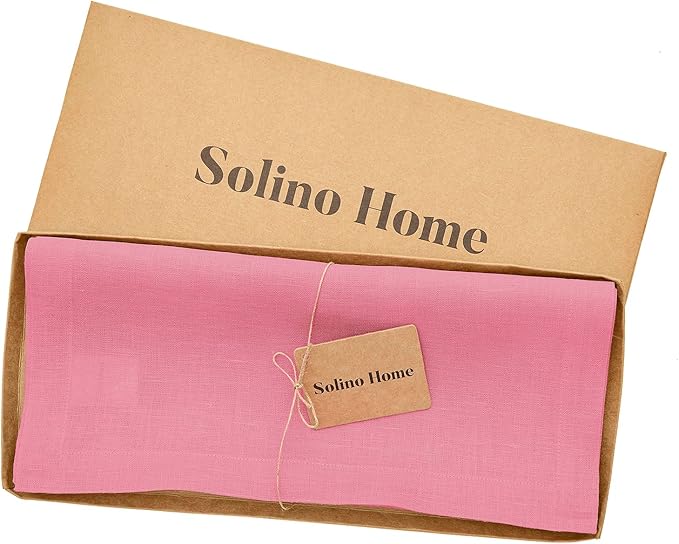 Solino Home Linen Table Runner 72 Inches Long - 100% Pure Linen Pink Carnation Table Runner 14 x 72 Inch for Halloween - Fete-Ruum Studio Home