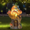 Fairy Garden Accessories Outdoor Statues, Mushroom House Decor,Large Gnome Solar Powered Lights Sculptures,Pink Resin Figurine Butterfly Figurines Lawn Ornaments for Patio Yard Decorations 11Inch-Ruum Studio Home