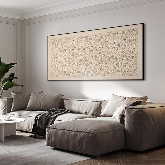 SIGNWIN 24"x46" Extra Large Framed Wall Art Vintage Botanical Sketch with Detailed Floral Pattern, Classic Nature Illustration for Home Living Room Bedroom Decor (Frame Assembly Required)-Ruum Studio Home