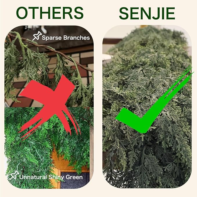 Christmas Cedar Garland Artificial Real Touch Thickness Realistic Greenery Pine Garland for Mantle Fireplace Outdoor Indoor Christmas Decorations 5FT-Ruum Studio Home