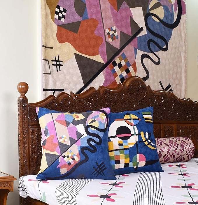 Wool Cotton Blend Abstract Flow Plush Pillow Cover - 18x18, Indoor and Outdoor-Ruum Studio Home