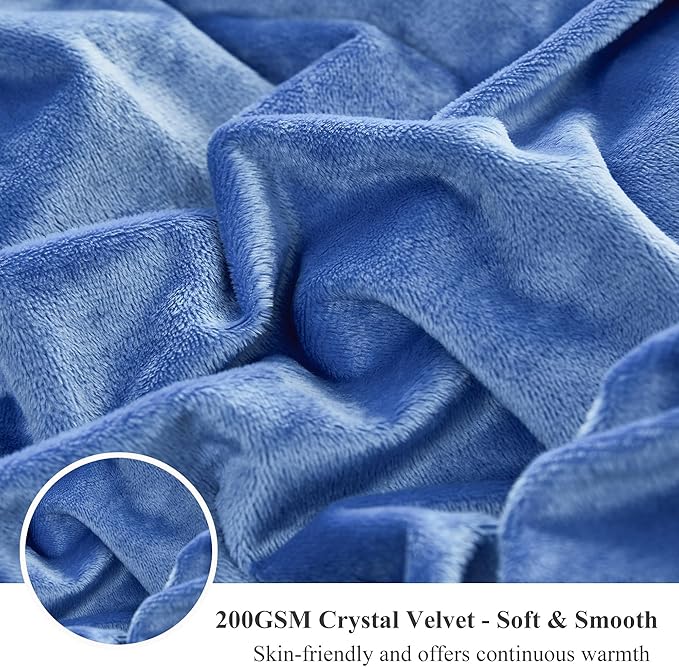 XeGe Luxury Fluffy Throw Blanket, Cobalt Blue Soft 50x60 Faux Fur Blanket Throw, Shaggy Plush Decorative Couch Blanket, Cute Furry Throw Fuzzy Blanket for Sofa Bed, Ombre Cobalt Blue-Ruum Studio Home