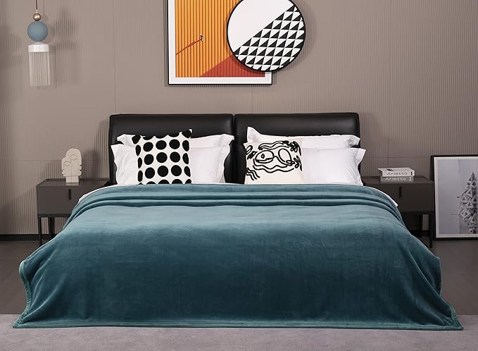 Mellowdy Extra Thick Hearty Plush Flannel Blanket (Deep Turquoise, 60x80) - 500GSM Twin Size Warm Blanket for Winter, Fall | Soft, Fluffy, Cuddly, Perfect for Bed, Oversized Throw for Couch, Sofa-Ruum Studio Home