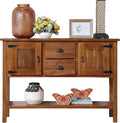 Solid Wood Farmhouse Console Table,Sofa Table with Storage Drawers and Shelves,Entryway Table for Entry Hallway Foyer,Fully Assembled (48" Brown)-Ruum Studio Home