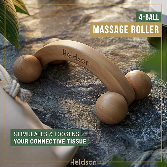HELDSON® Wooden Therapy Massage Tools [6 Pieces] - Wood Rollers for Body Sculpting - Lymphatic Drainage Massager - Cellulite Tool - Maderoterapia Kit - Back Rolling Stick - Wellness Gifts Women, Men-Ruum Studio Home