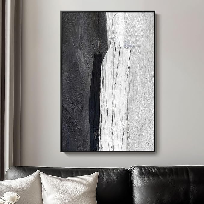 Framed Black and White Abstract Canvas Wall Art, Modern Art Prints Paintings Artwork for Walls, Minimalist Abstract Pictures for Living Room Dining Room Bedroom Office Bathroom Wall Decor 24x36 In-Ruum Studio Home