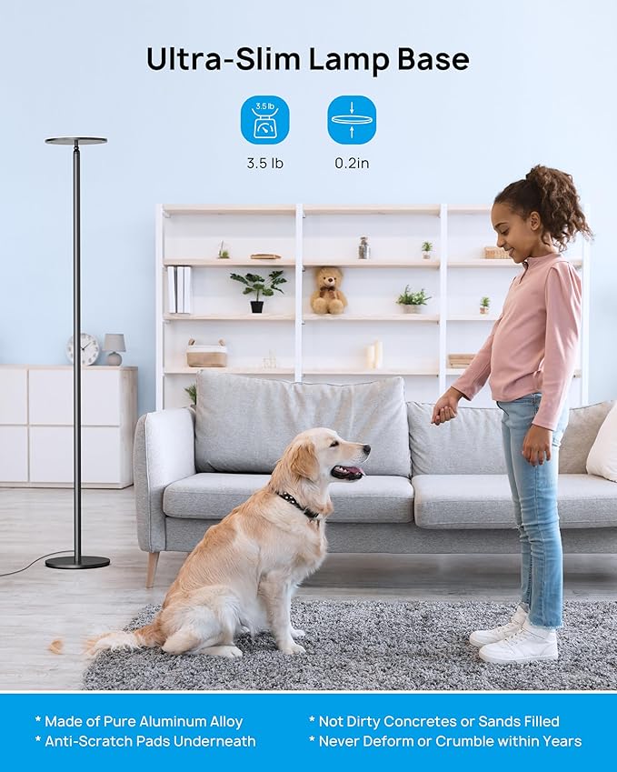 TROND Floor Lamp, Bright Sky LED Modern Torchiere Lamp, 71 in Tall Aluminum Pole Light, 5500K Natural Daylight Standing Light, Touch 5-Level Dimmable, 5000 lm, 30 Mins Timer for Living Room Bedroom-Ruum Studio Home