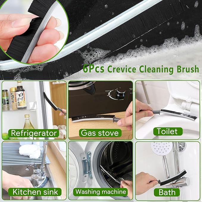 Crevice Cleaning Brush - 6pcs Hard Bristle Shower & Bathroom Gap Cleaning Tools-Ruum Studio Home